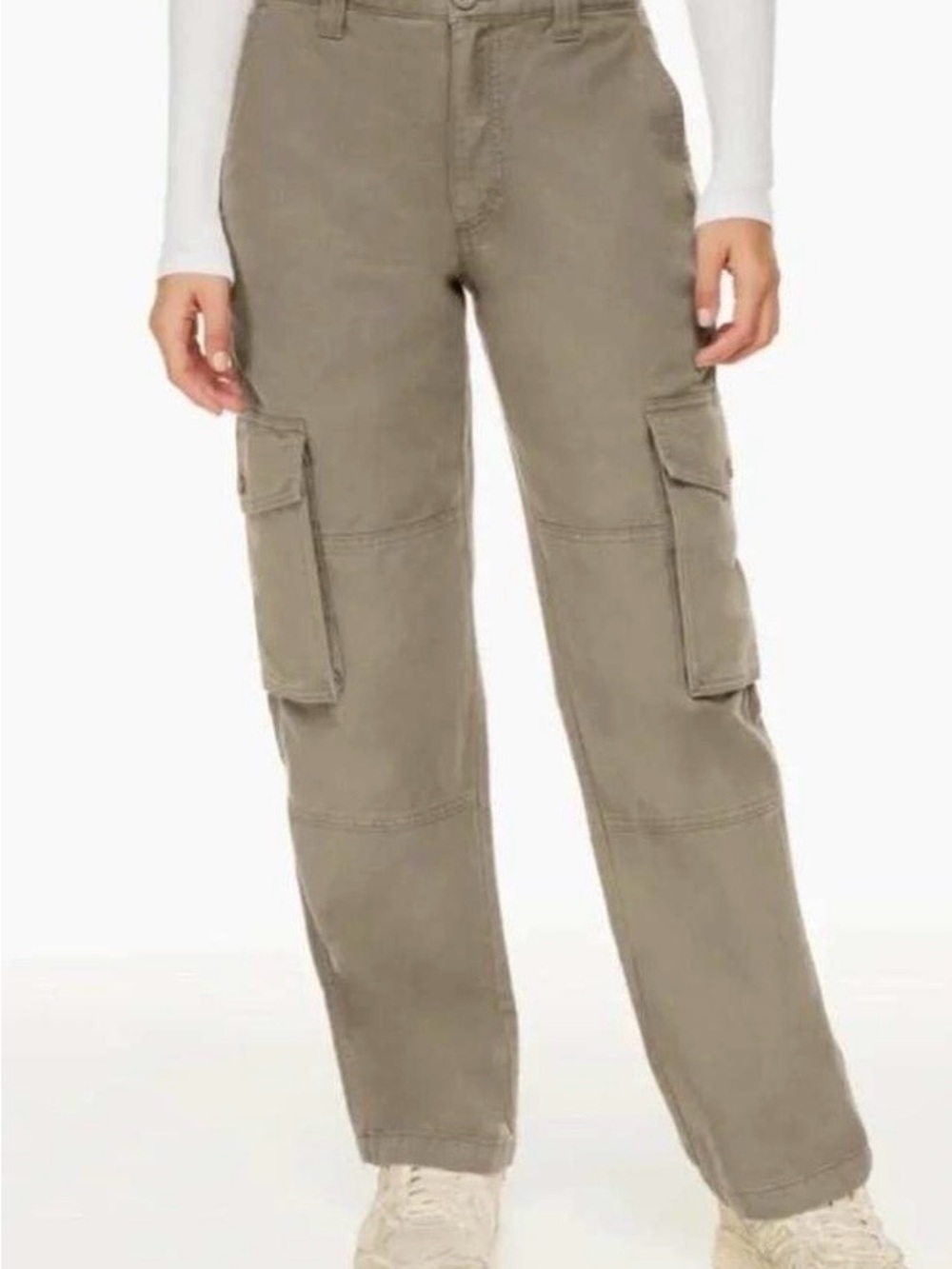 TNA Aritzia Taupe High-Rise Cargo Pants